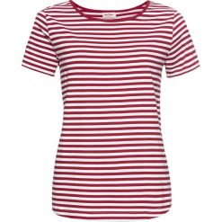 Shirt z wycięciami, krótki rękaw bonprix pomarańczowo-czerwono-biały. Pomarańczowe koszulki damskie marki bonprix, bez wzorów, bez kołnierzyka, z krótkim rękawem. Za 44,99 zł.