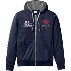 Bluza rozpinana ze specjalnym krojem na wys. brzucha Regular Fit bonprix ciemnoniebieski. Niebieskie bluzy męskie bonprix, s, bez wzorów, bez kołnierzyka, bez rękawów, bez kaptura. Za 109,99 zł.