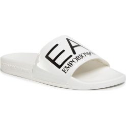 Klapki EA7 EMPORIO ARMANI - XCP001 XCC22 A222 Shiny White/White Sea World. Białe klapki damskie EA7 Emporio Armani, bez wzorów, z tworzywa sztucznego, bez obcasa. Za 199,00 zł.