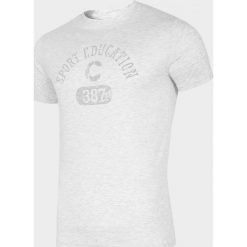 T-shirt męski TSM703 - biały melanż - Outhorn. Białe koszulki męskie EVERHILL, m, bez wzorów, z bawełny, bez kołnierzyka, bez rękawów. Za 39,99 zł.