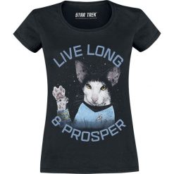 Star Trek Live Long & Prosper Cat Koszulka damska czarny. Czarne t-shirty damskie marki Star Trek, l, retro. Za 79,90 zł.