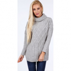 Jasnoszary sweter z golfem 0210. Szare golfy damskie marki Fasardi. Za 89,00 zł.