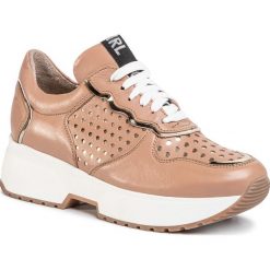 Sneakersy KARINO - 3322/007 Brąz. Pomarańczowe półbuty damskie Karino, ze skóry. W wyprzedaży za 269,00 zł.