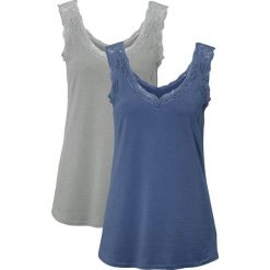 Cellbes Top 2 Pack zamglona zieleń denim blue female zielony/niebieski 62/64. Niebieskie bluzki damskie Cellbes, bez wzorów, z denimu, bez kołnierzyka, bez rękawów. Za 139,00 zł.