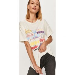 Answear - T-shirt Answear Lab. Białe bluzki damskie ANSWEAR, s, z nadrukiem, z bawełny, casualowe, z okrągłym kołnierzem, z krótkim rękawem. Za 49,90 zł.