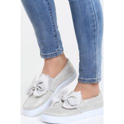 Trampki i tenisówki damskie: Szare Slip On Rough Out