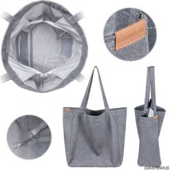 Big Lazy bag torba grafitowa na zamek / vegan. Szare torebki klasyczne damskie marki Pakamera, w paski. Za 185,00 zł.
