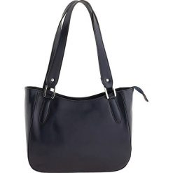 Skórzana torebka "Lecce" w kolorze granatowym - 34 x 23 x 10 cm. Niebieskie torebki klasyczne damskie ORE10, w paski, ze skóry. W wyprzedaży za 265,95 zł.