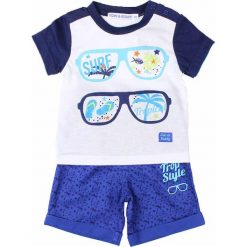 T-shirty chłopięce z nadrukiem: 2-częściowy zestaw w kolorze niebiesko-białym