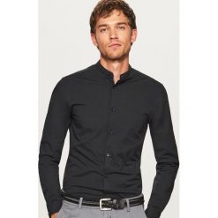 Koszule męskie na spinki: Koszula ze stójką super slim fit - Czarny