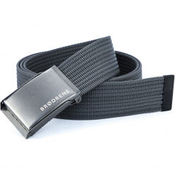 Pasek męski do spodni parciany Brodrene P06G ciemnoszary - c. szary. Szare paski męskie Brødrene, w paski, z jeansu, eleganckie. Za 39,00 zł.