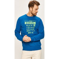 Diesel - Bluza. Niebieskie bluzy męskie Diesel, s, z nadrukiem, z elastanu, z okrągłym kołnierzem. Za 429,90 zł.