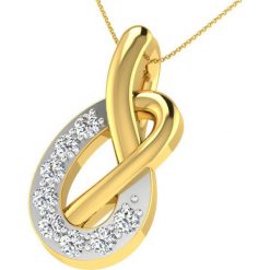 Naszyjniki damskie: Pozłacany naszyjnik z zawieszką z diamentem – dł. 40 cm
