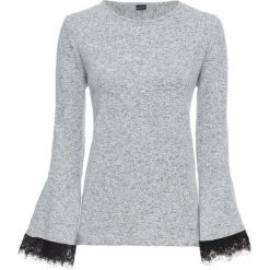 Bluza z koronką bonprix szary melanż. Szare bluzy damskie bonprix, w koronkowe wzory, z koronki. Za 74,99 zł.