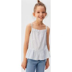 Mango Kids - Bluzka Lipsi. Bluzki dziewczęce Mango Kids, bez wzorów, z bawełny, z dekoltem karo, bez rękawów, bez kaptura. Za 59,90 zł.