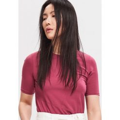 T-shirt z bawełny organicznej - Fioletowy. Fioletowe t-shirty damskie Reserved, xl, bez wzorów, z bawełny, bez kołnierzyka. Za 39,99 zł.