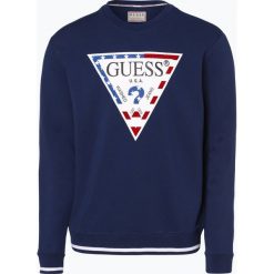 Guess Jeans - Męska bluza nierozpinana, niebieski. Niebieskie bluzy męskie Guess Jeans, s, z nadrukiem, z bawełny, bez kołnierzyka, bez rękawów, bez kaptura. Za 349,95 zł.