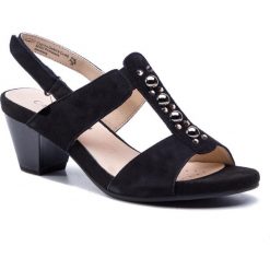 Sandały CAPRICE - 9-28311-22 Black Suede 004. Czarne klapki damskie Caprice, bez wzorów, ze skóry, bez obcasa, na obcasie. W wyprzedaży za 199,00 zł.
