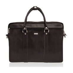 Skórzana torba na ramię laptopa Solier MARCEL. Czarne torby męskie skórzane Solier, w paski, ze skóry, eleganckie, na ramię. Za 499,00 zł.