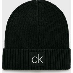 Calvin Klein - Czapka. Czarne czapki zimowe męskie Calvin Klein, z bawełny. Za 159,90 zł.