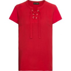 Shirt z różnych materiałów bonprix czerwony. Czerwone koszulki damskie marki bonprix, bez wzorów, z materiału, bez kołnierzyka. Za 59,99 zł.