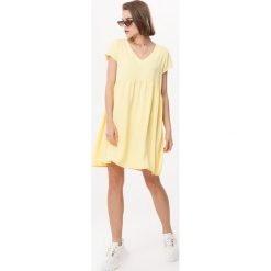 Żółta Sukienka Heaven's Now. Żółte sukienki damskie Born2be, s, bez wzorów, bez kołnierzyka, bez rękawów, mini, trapezowe. Za 69,99 zł.