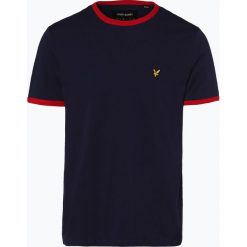 Lyle & Scott - T-shirt męski, niebieski. Niebieskie t-shirty męskie marki Lyle & Scott, xxl, z aplikacjami, eleganckie, z kontrastowym kołnierzykiem. Za 149,95 zł.