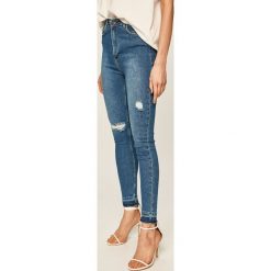 Answear - Jeansy. Niebieskie jeansy damskie ANSWEAR, s, bez wzorów, z elastanu, z podwyższonym stanem. Za 139,90 zł.