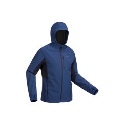 Kurtka Softshell trekkingowa Trek 500 WindWarm męska. Niebieskie kurtki męskie QUECHUA, m, bez wzorów, z elastanu, bez kaptura. Za 199,99 zł.