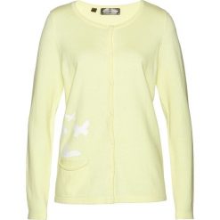 Sweter rozpinany bonprix cytrynowy sorbetowy. Żółte swetry damskie bonprix, z nadrukiem, klasyczne, bez rękawów, bez kaptura. Za 54,99 zł.