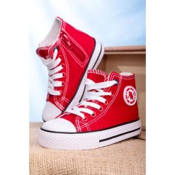 Czerwone trampki wysokie sznurowane casu 082k. Czerwone trampki dziewczęce Casu, bez wzorów, na sznurówki. Za 58,99 zł.