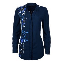 Desigual koszula damska S ciemny niebieski. Niebieskie koszule damskie Desigual, s, bez wzorów, bez kołnierzyka, bez rękawów. W wyprzedaży za 199,00 zł.