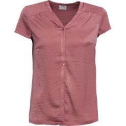 Bluzka, krótki rękaw bonprix jasny jeżynowy. Fioletowe koszulki damskie bonprix, bez wzorów, eleganckie, z dekoltem w serek, z krótkim rękawem. Za 69,99 zł.