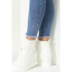 Białe Sneakersy Ginger. Białe koturny damskie marki vices, bez obcasa, na platformie, na rzepy. Za 89,99 zł.