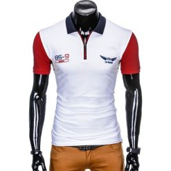 KOSZULKA MĘSKA POLO Z NADRUKIEM S880 - BIAŁY. Białe koszulki męskie Ombre Clothing, s, z nadrukiem, bez rękawów. Za 29,00 zł.