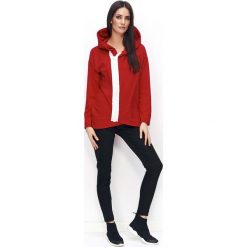 Bluzy sportowe damskie: Czerwona Bluza na Suwak z Kapturem