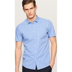 Koszule męskie: Koszula z mikroprintem slim fit – Niebieski