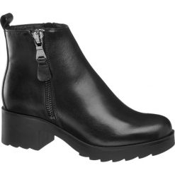 Botki damskie 5th Avenue czarne. Czarne botki damskie na obcasie marki 5th Avenue, z materiału, na zamek. Za 299,90 zł.