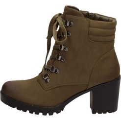 Botki damskie VINCEZA 16014 KHAKI. Brązowe botki damskie Vinceza, klasyczne, na wysokim obcasie, bez zapięcia. W wyprzedaży za 129,00 zł.