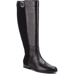 Oficerki CALVIN KLEIN - Perlina E7482 Black. Czarne kowbojki damskie Calvin Klein, z materiału, przed kolano, na wysokim obcasie. Za 1029,00 zł.