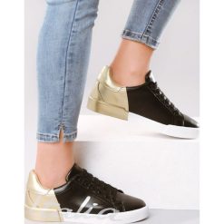 Czarno-Złote Buty Sportowe Girls Go Bad. Czarne buty sportowe damskie Born2be, bez wzorów, sportowe. W wyprzedaży za 24,99 zł.