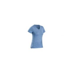 Koszulka trekkingowa -TREK 100 MERINO damska. Niebieskie koszulki damskie FORCLAZ, xs, bez wzorów, z wełny, bez kołnierzyka, bez rękawów. Za 69,99 zł.