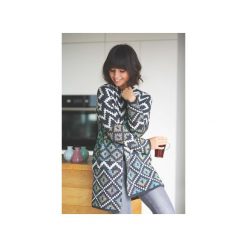 BK007 Stylowy kardigan we wzór. Pomarańczowe swetry damskie BE, bez wzorów, z jeansu. Za 145,00 zł.