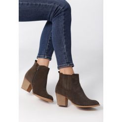 Zielone Botki Shillingstone. Zielone botki damskie Born2be, z futra, bez obcasa, na obcasie, na zamek. Za 159,99 zł.