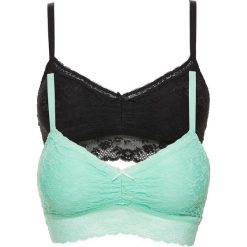 Biustonosz bustier ( 2 szt.) bonprix czarny + miętowy. Czarne biustonosze bonprix, w koronkowe wzory, z koronki. Za 75,98 zł.