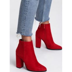 Czerwone Botki Elton. Czerwone botki damskie Renee, na wiosnę, za kostkę, na wysokim obcasie, na obcasie, na zamek. Za 139,99 zł.