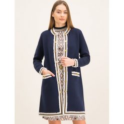 Kardigan Tory Burch Fringe Kendra 59786. Niebieskie swetry damskie Tory Burch, s, bez wzorów, z elastanu, bez rękawów, bez kaptura. W wyprzedaży za 1779,00 zł.