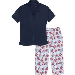 Piżamy damskie: Piżama ze spodniami 3/4 bonprix ciemnoniebieski z nadrukiem