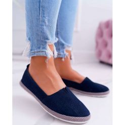 Espadryle Damskie Skóra Zamsz Granatowe Bimbo. Baleriny damskie Tagless, bez wzorów, ze skóry, bez obcasa. Za 99,00 zł.