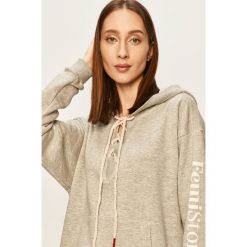 Femi Stories - Bluza Felicia. Szare bluzy damskie Femi Stories, s, z nadrukiem, z bawełny, bez rękawów, z kapturem. W wyprzedaży za 199,90 zł.